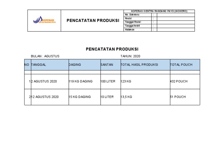 Form Bahan Baku | PDF