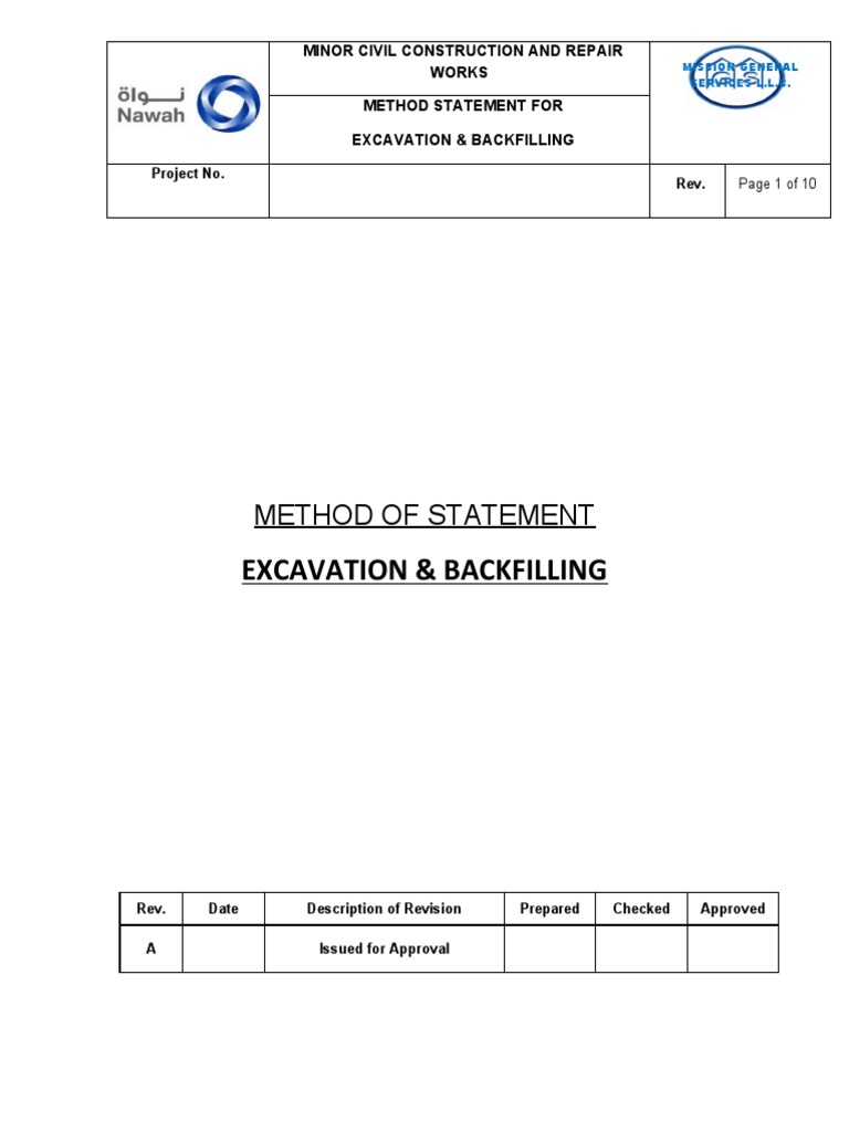 Excavation & Backfilling Method Statement | PDF | Nature