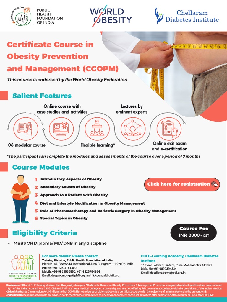 Certificate Course in Obesity Prevention and Management (CCOPM) | PDF ...
