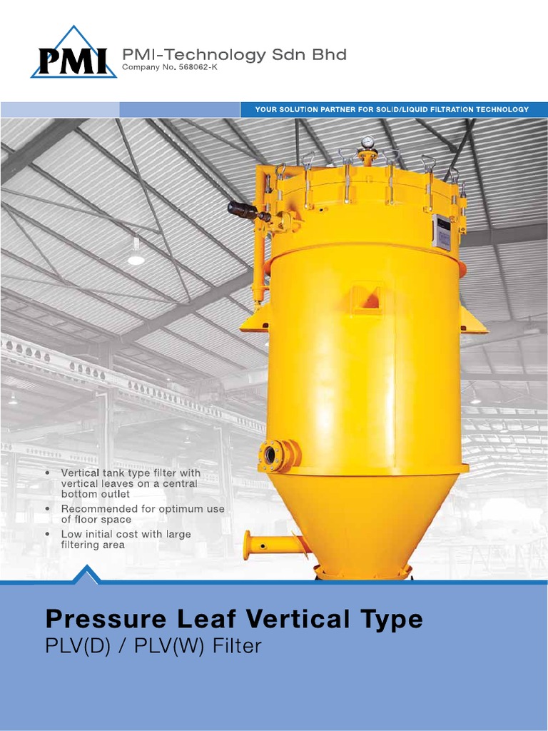 PMI Malaysia Pressure Leaf Vertical Filter PLV Brochure PDF | PDF