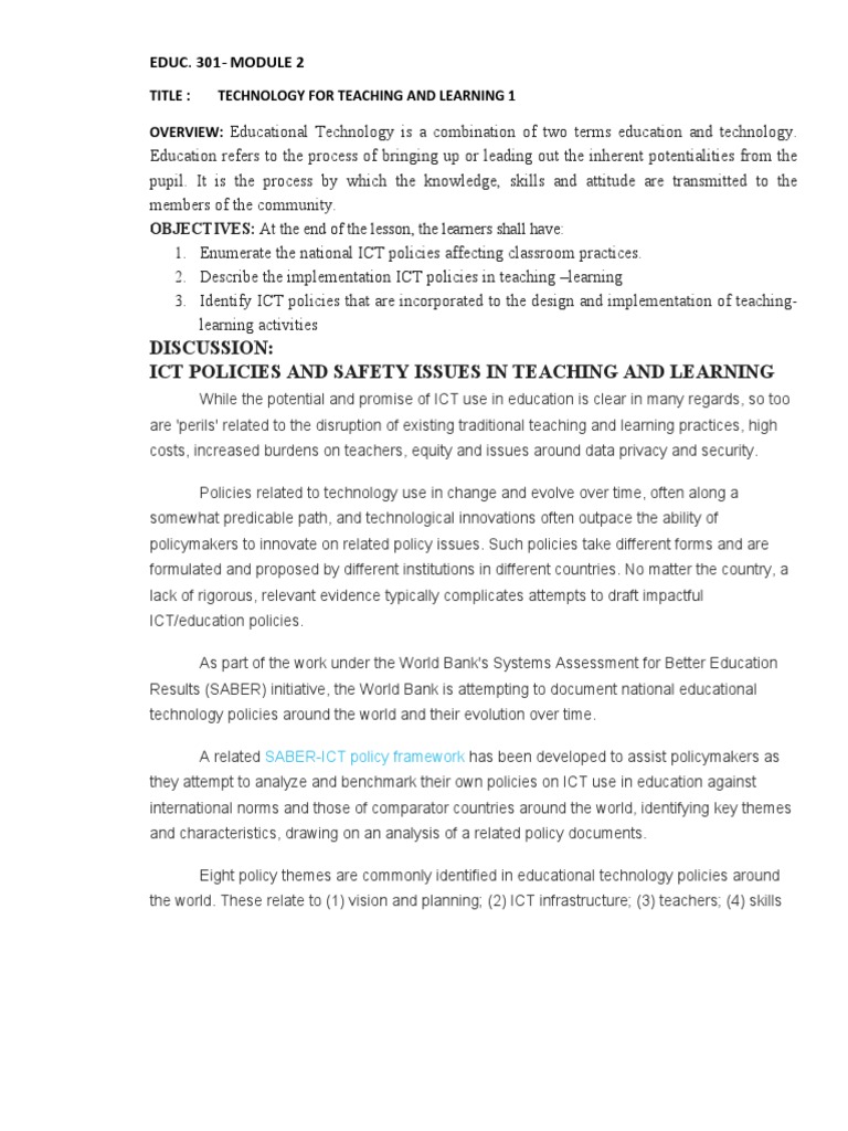 ICT Policies in Education Overview | PDF | Educational Technology | E Books