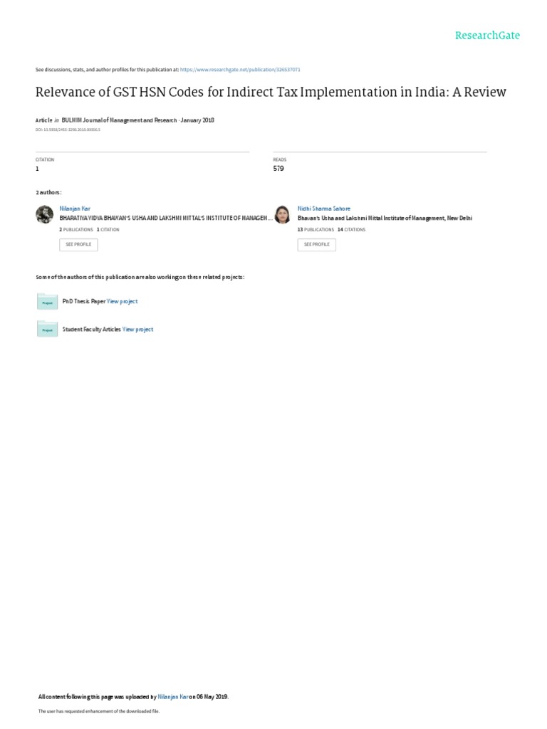 Relevance of GST HSN Codes For Indirect Tax Implementation in India A