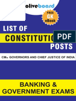 List of Imp Consititutional Posts CM Gov CJI New