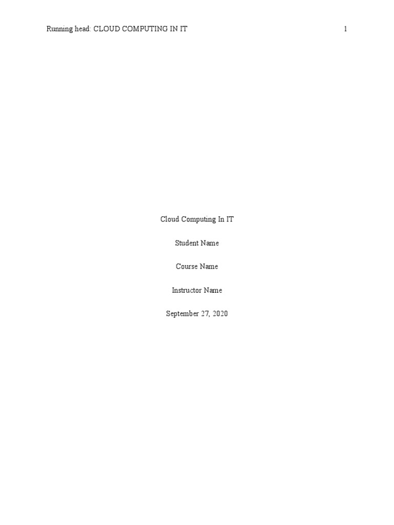 Benefits of Cloud Computing in IT | PDF | Cloud Computing | Computer ...