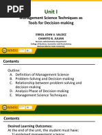 BA 35 Unit I Management Science Technques as Tools for Decision-making