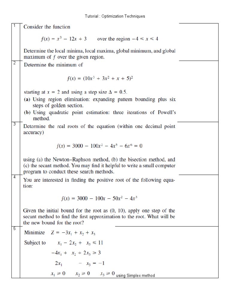 Tutorial: Optimization Techniques 1 | PDF