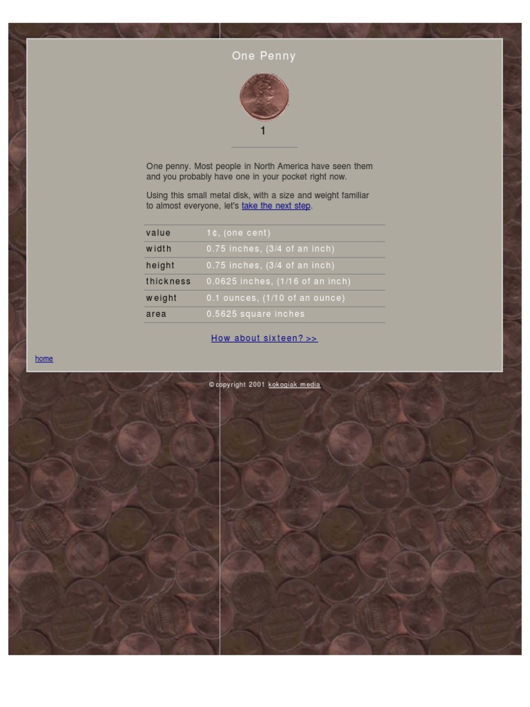 What Does A Million Pennies Look Like? Penny (United States Coin) Inch