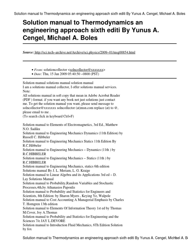 Yunus Cengel Thermodynamics Solutions Manual