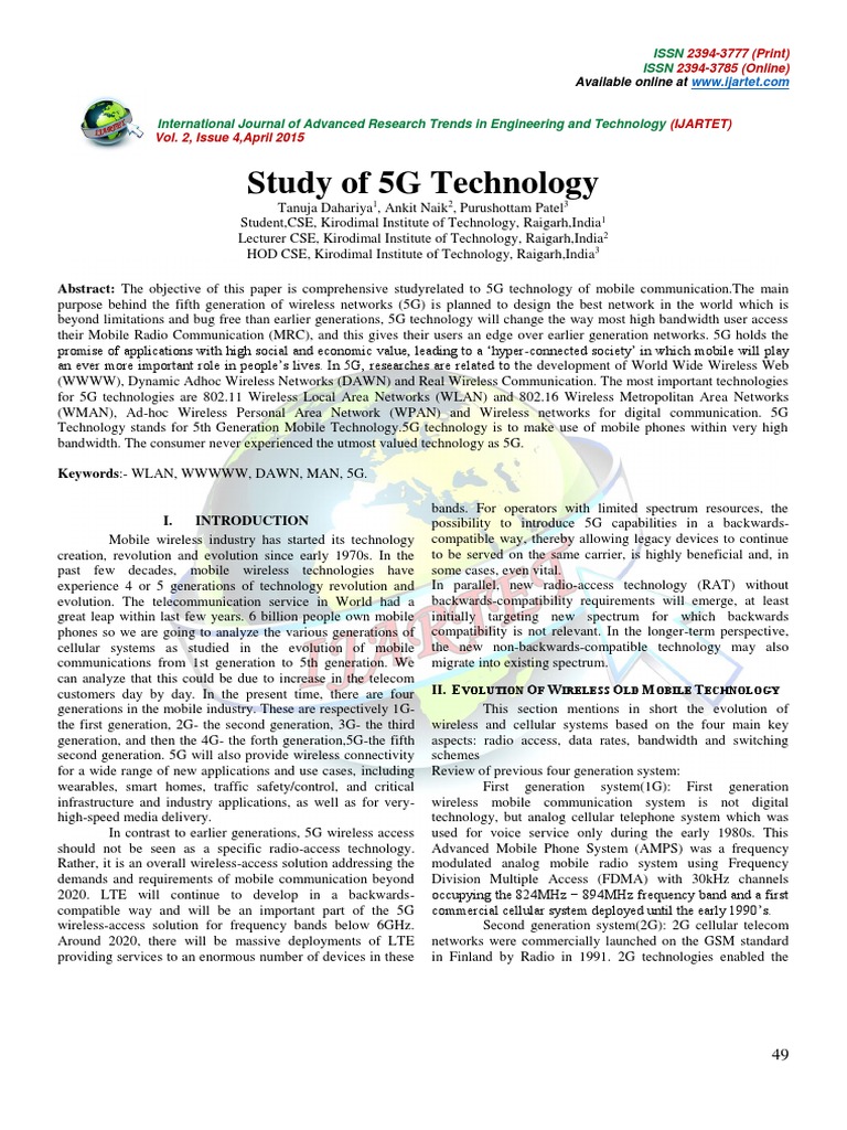 28.study of 5G Technology PDF | PDF | Internet Protocols | Computer Network