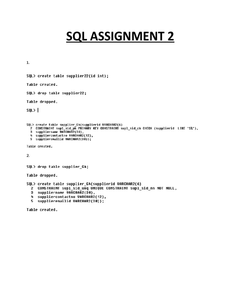 SQL Assignment 2 Overview | PDF