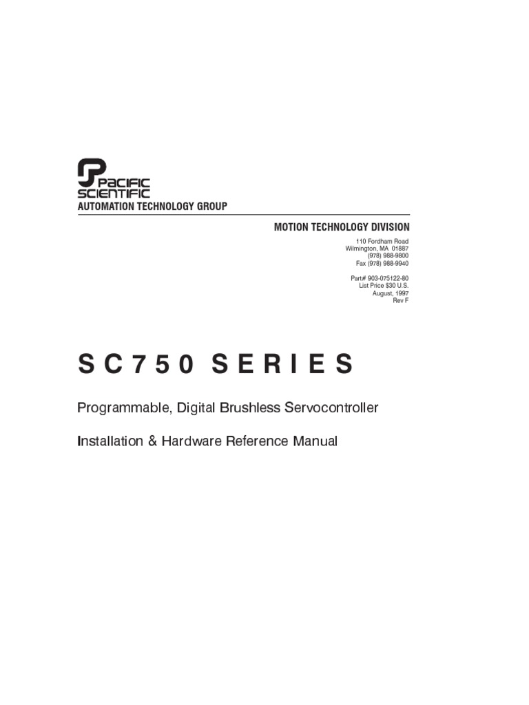 Sc750Series Programmable, Digital Brushless Servocontroller