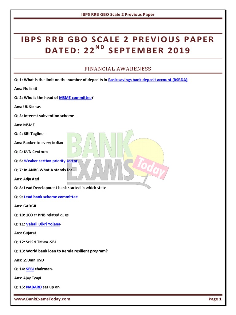 IBPS RRB GBO Scale 2 Past Papers | PDF | Kurds | Iraq