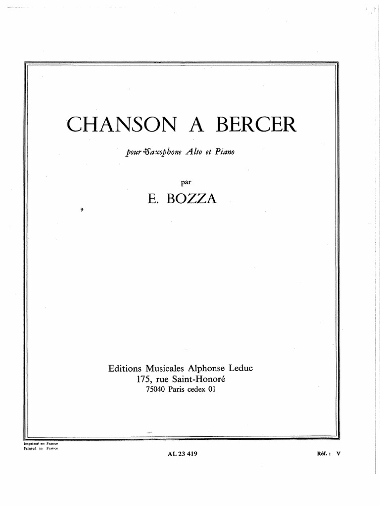 Chanson A Bercer (E. Bozza) | PDF