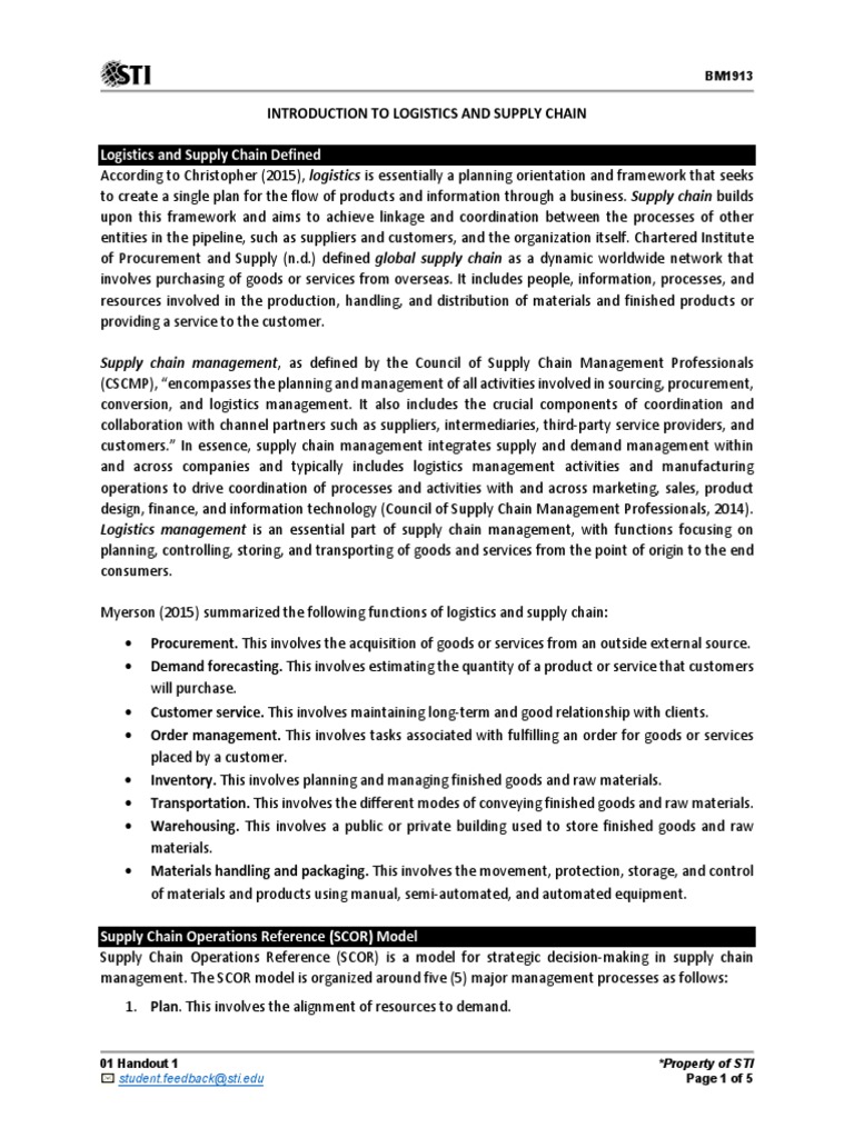 Introduction To Logistics and Supply Chain | PDF | Supply Chain ...