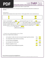 Speaking Skills Practice: Discussing Exam Results - Exercises