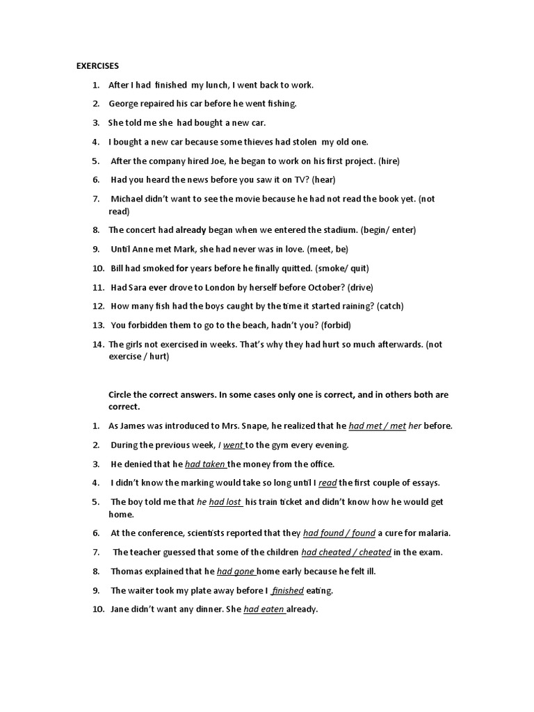 Past Tense Exercise Practice | PDF | Language Arts & Discipline ...