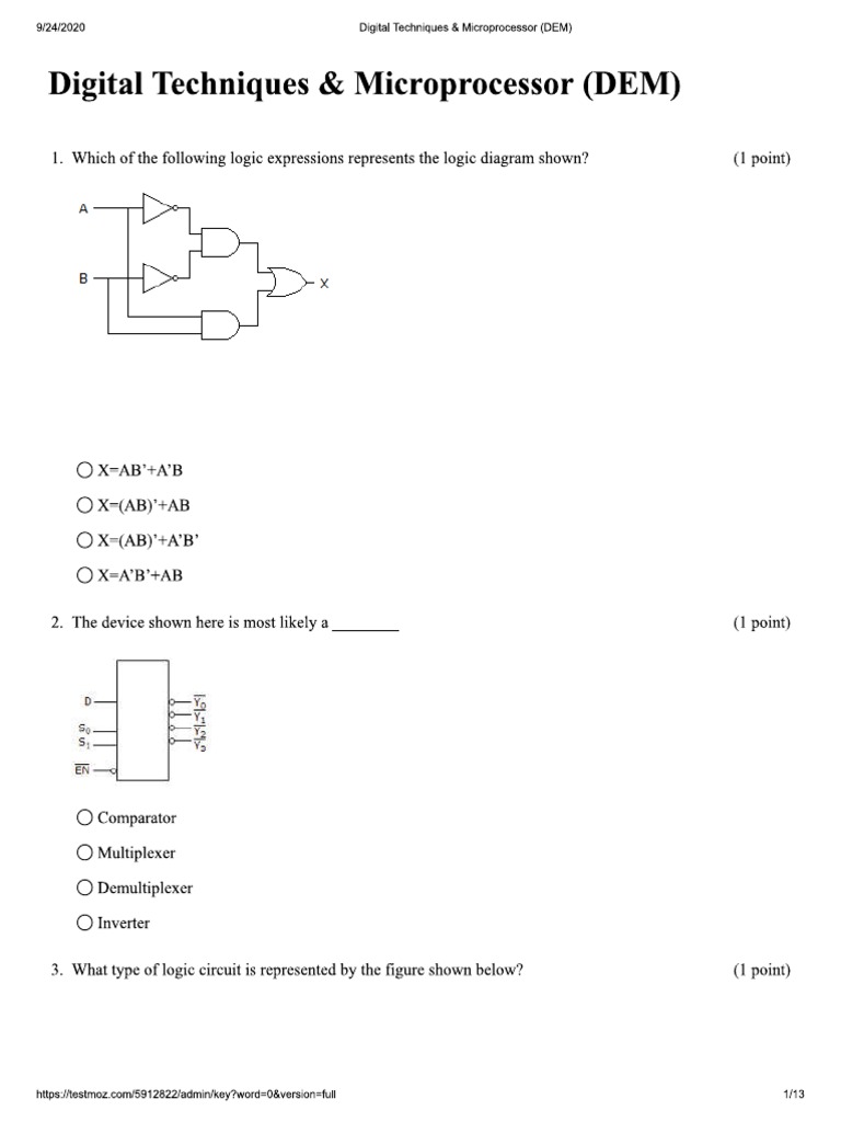 Digital Techniques & Microprocessor (DEM) | PDF