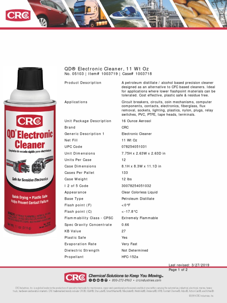 CRC 05103 QD Electronic Cleaner Sell Sheet