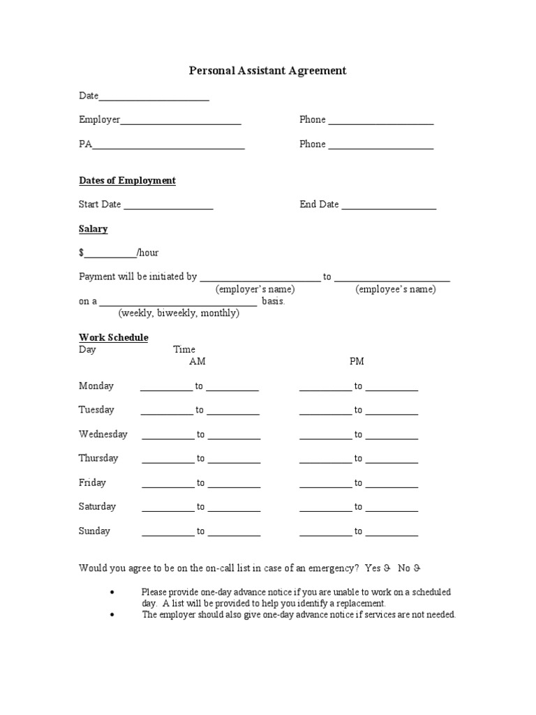 Personal Assistant Contract Guide | PDF