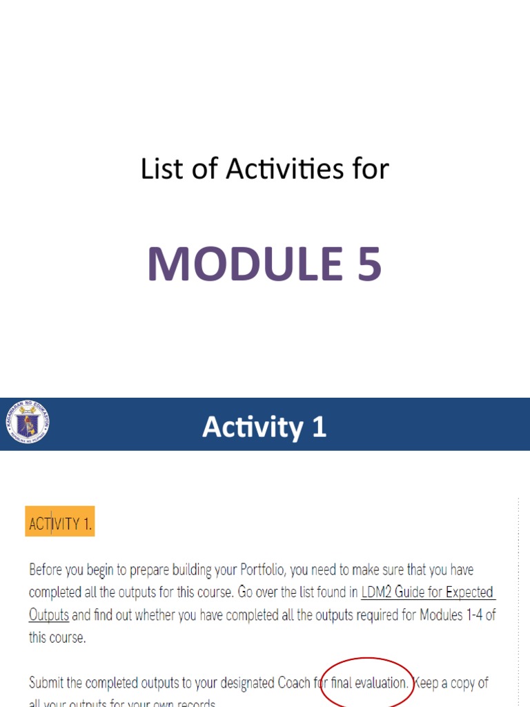 Module 5 Education Activities List | PDF