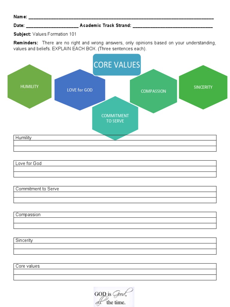 Core Values Reflection Guide | PDF