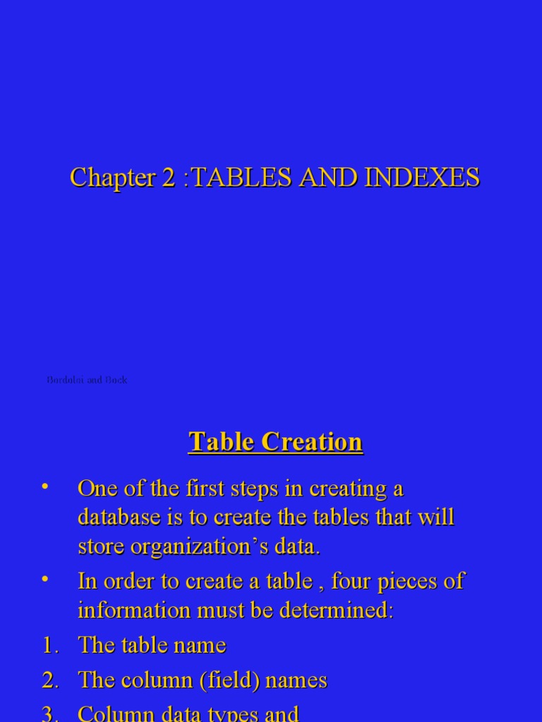 Chapter 2:tables and Indexes | PDF | Database Index | Relational Database