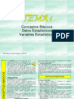 TEMA 1 ESTADISTICA I Conceptos Básicos - Datos. Variables