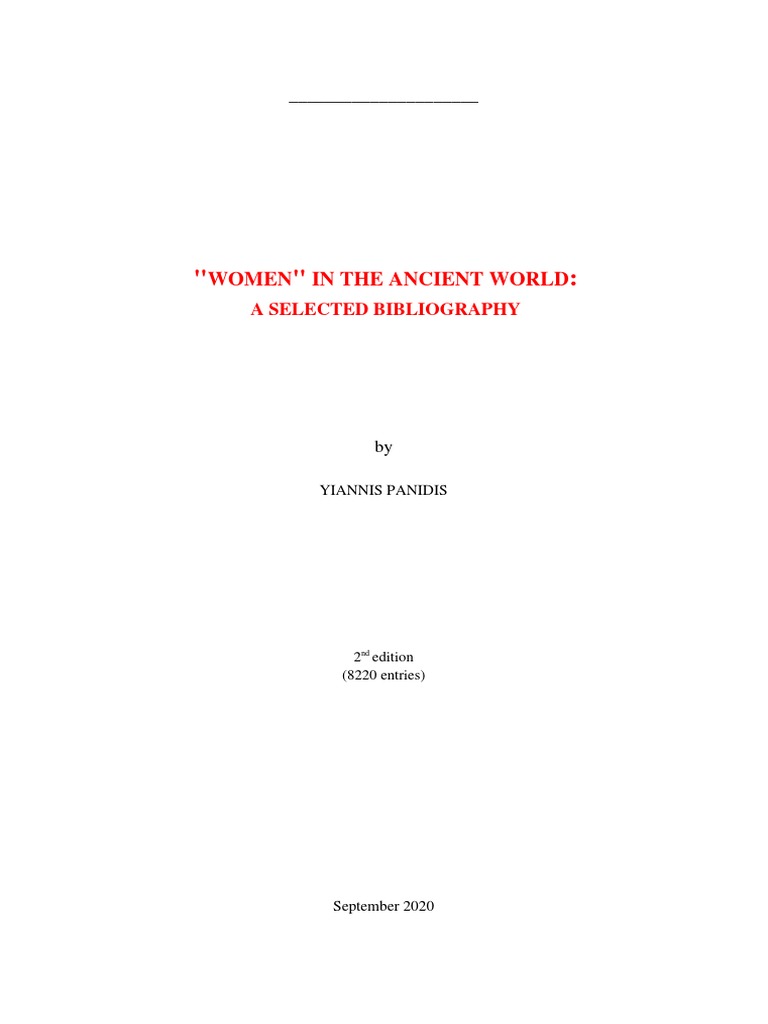 Women in The Ancient World A Selected B-1-1, PDF, Woman
