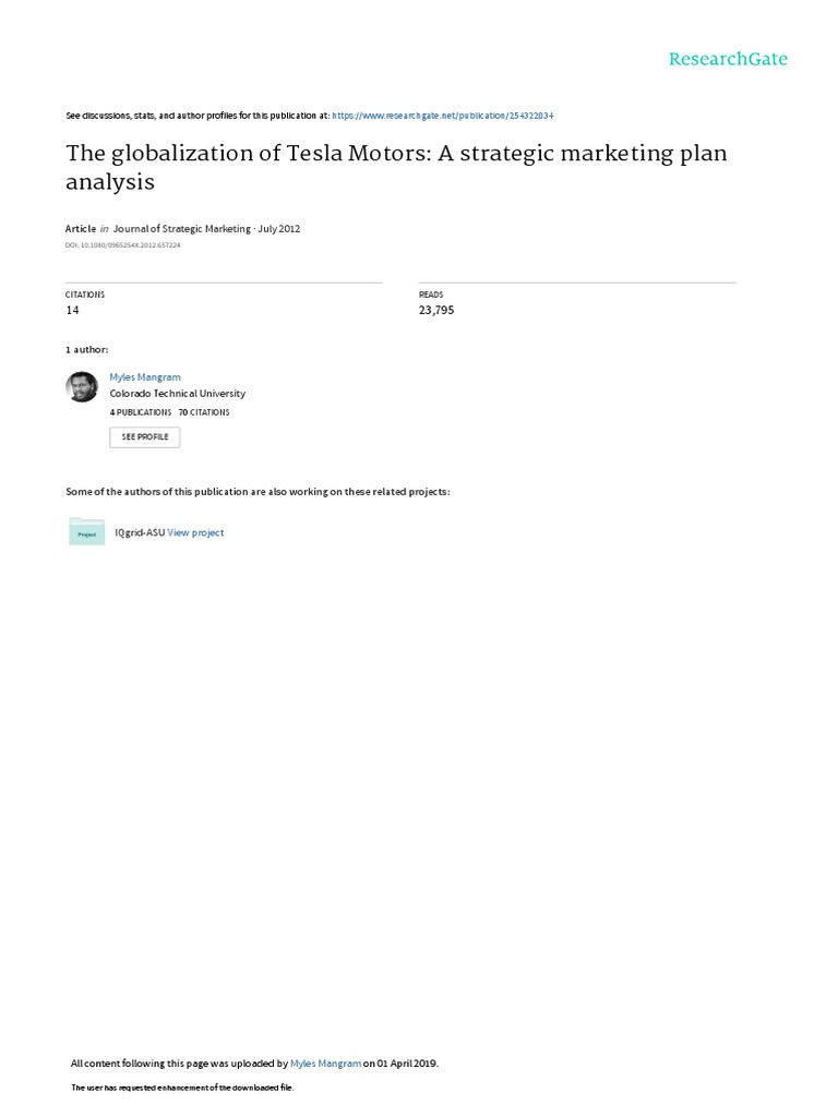 The Globalization of Tesla Motors: A Strategic Marketing Plan Analysis ...