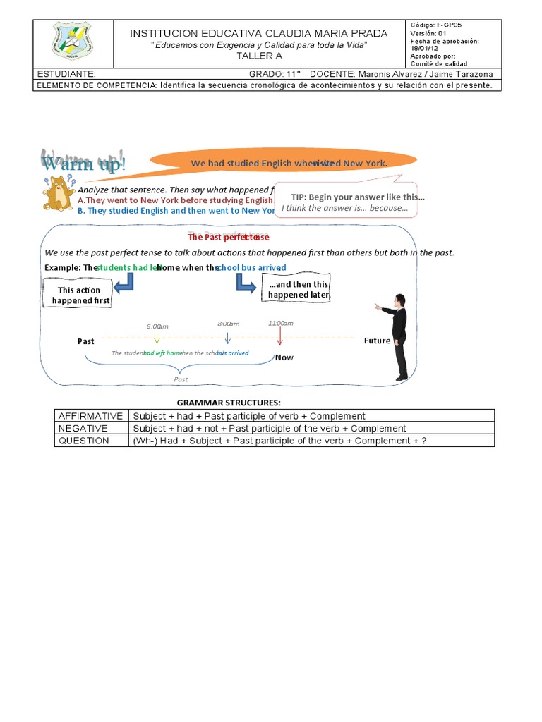 Past Perfect and Future Perfect Tenses Guide | PDF | Perfect (Grammar ...