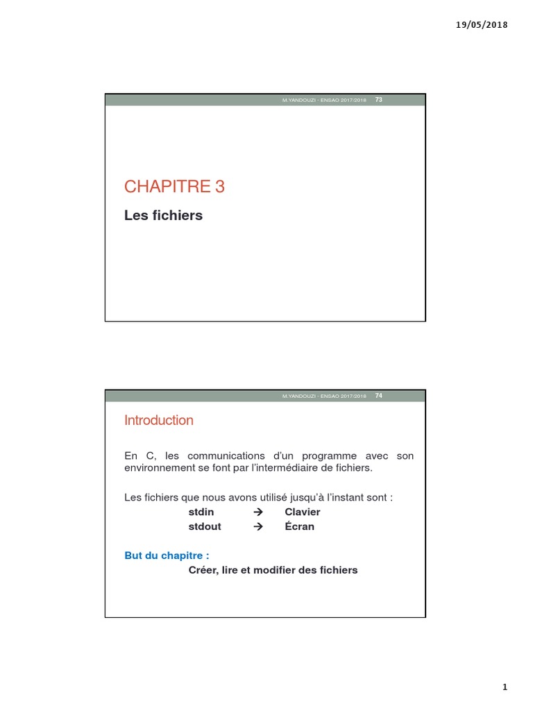 Gestion des fichiers en C : Création et lecture | PDF | Pointeur ...