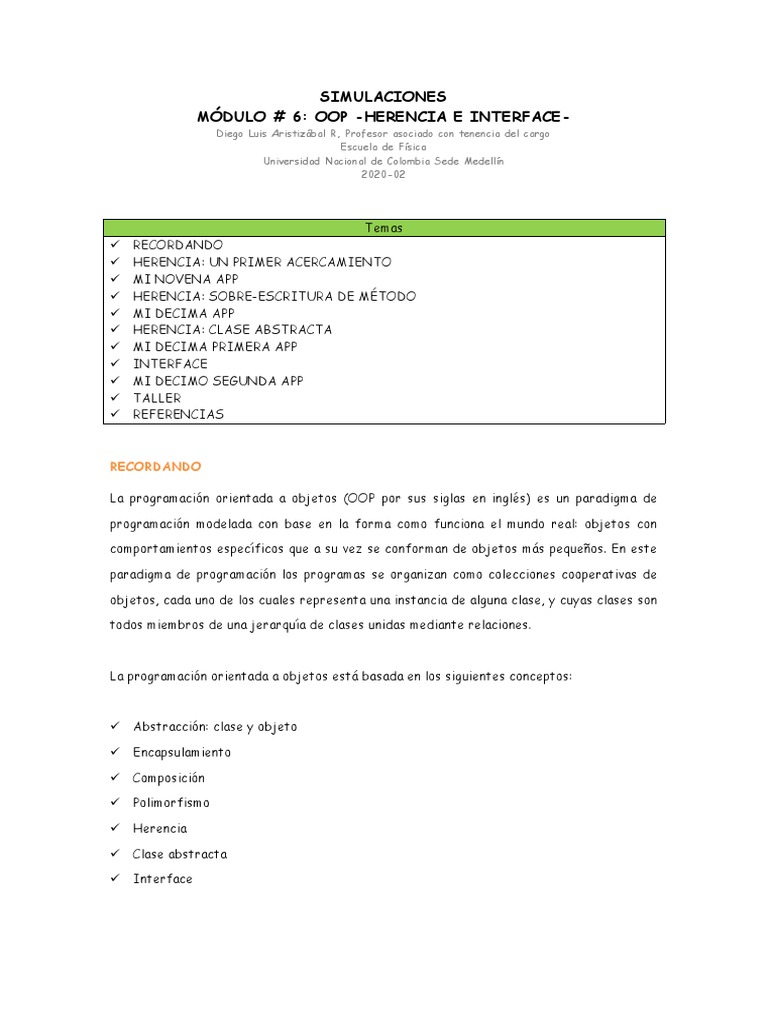 Herencia e Interfaces en OOP | PDF | Herencia (Programación Orientada a ...