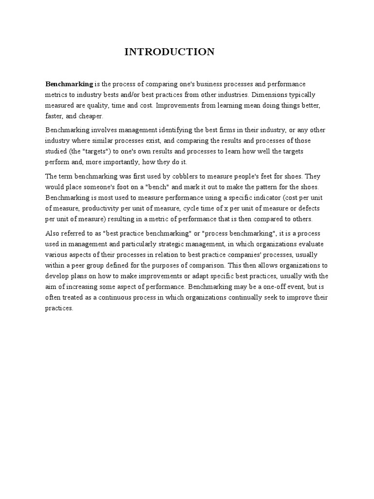 Understanding Business Process Benchmarking | PDF | Benchmarking ...
