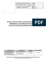 Plan Anual de Capacitacion Del Personal No Docente de La Facultad de Estomatologia PDF