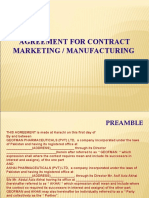 Agreement For Contract Marketing / Manufacturing