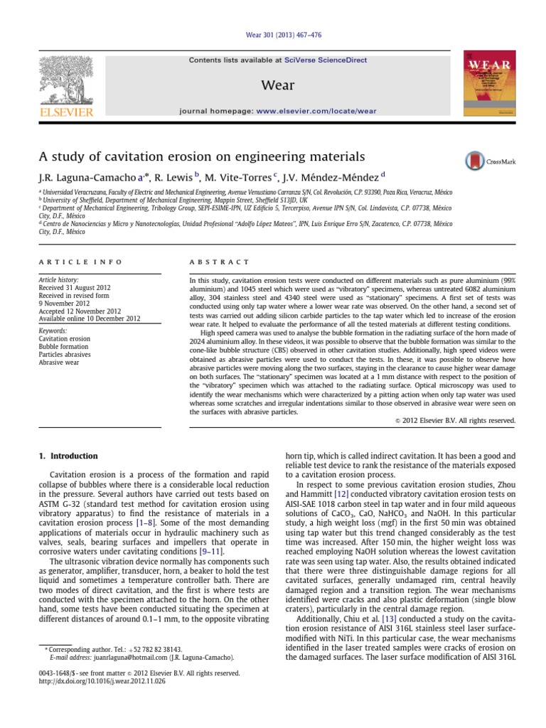 2013 - Laguna Camacho - A Study of Cavitation Erosion On Engineering ...