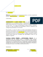 Comunicación de Reincorporación Laboral A La Forma Originalmente Pactada - Modelo