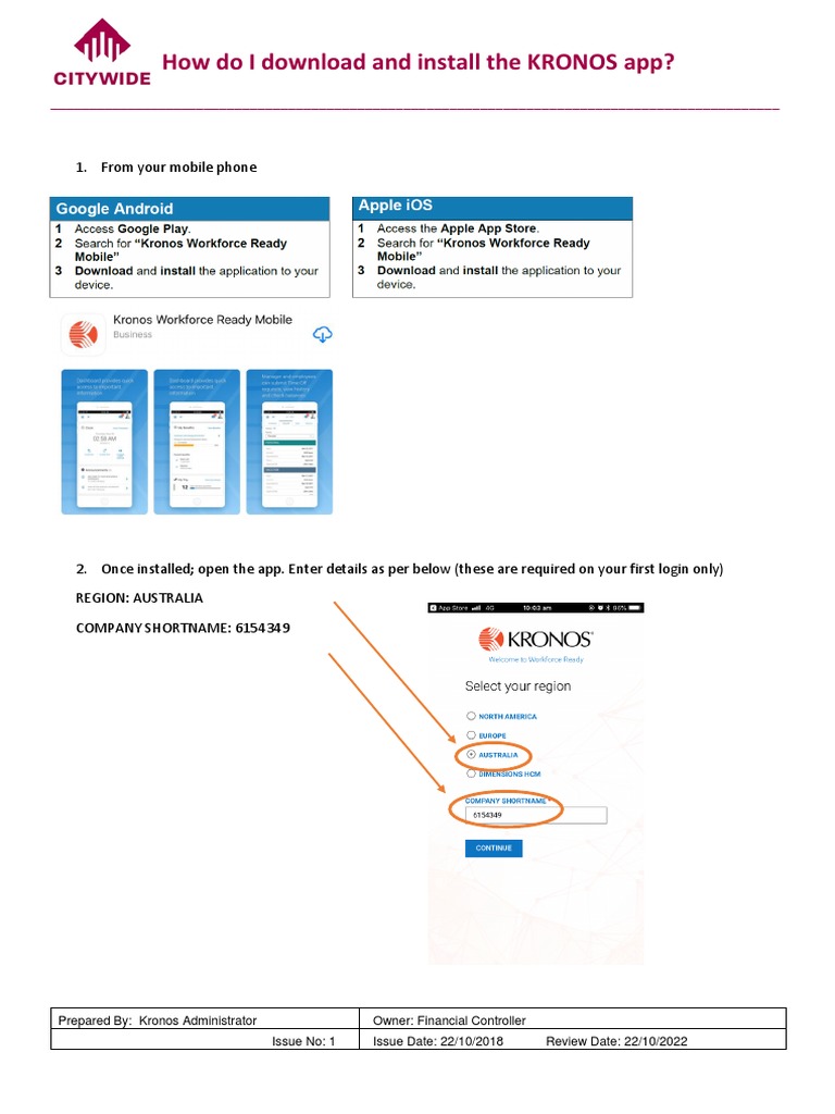 Install KRONOS App PDF PDF