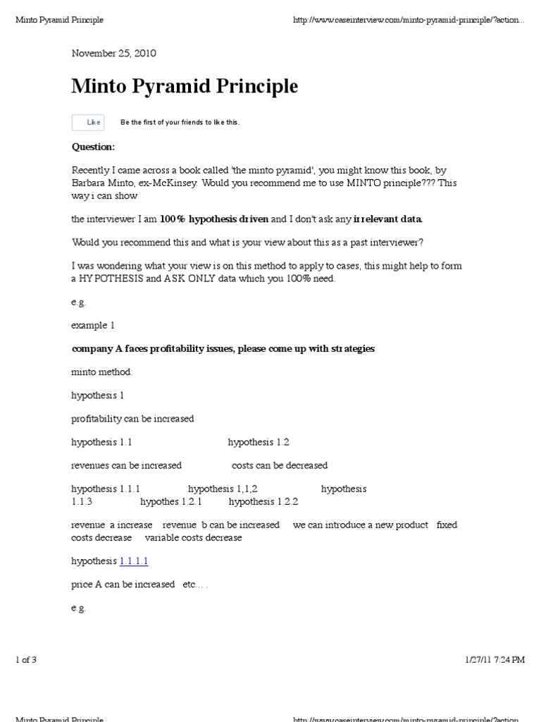Minto Pyramid Principle for Hypothesis-Driven Analysis | PDF | Profit ...