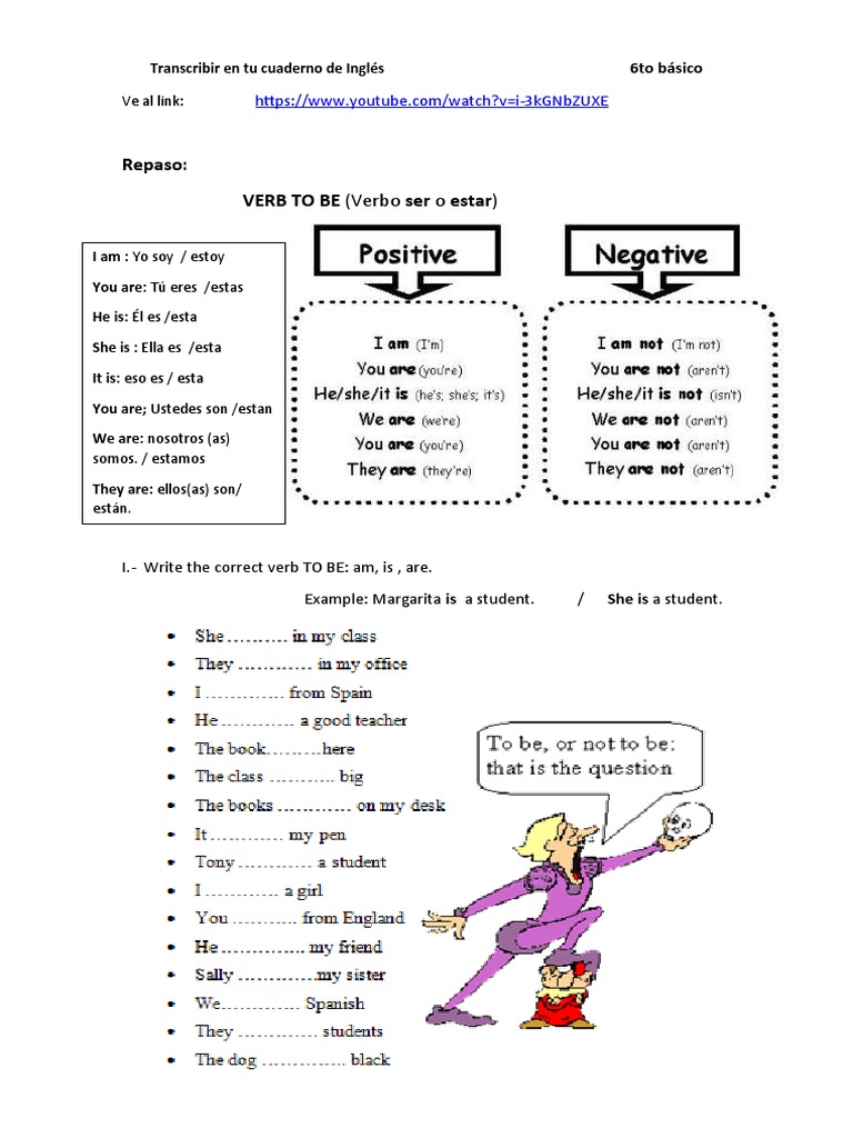 Verb To Be Exercises for 6th Grade | PDF | Syntactic Relationships ...