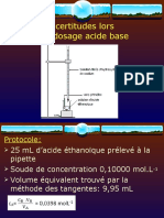 Incertitudes Lors D'un Dosage Acide Base