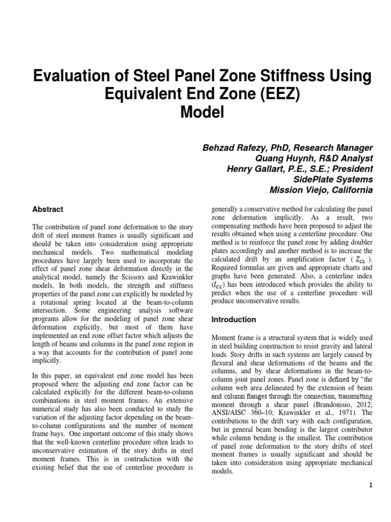 Theory - Panel Zone Steel Structures PDF | PDF | Beam (Structure) | Bending