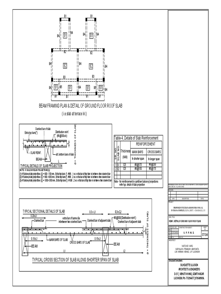 Ground Floor Roof Slab Reinforcement Details | PDF | Architectural ...