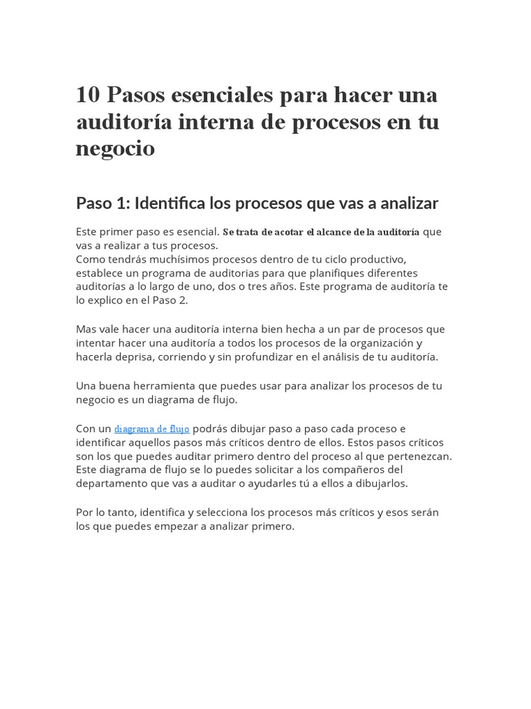 10 Pasos Esenciales Para Hacer Una Auditoría Interna De Procesos En Tu