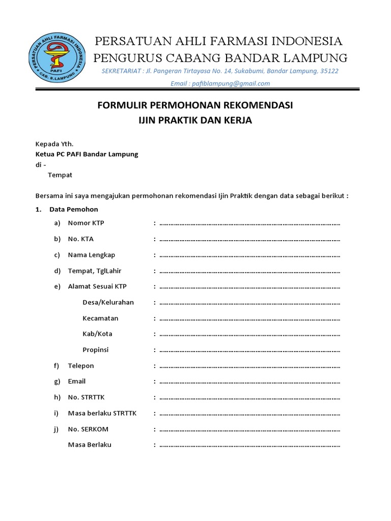 Formulir Pafi | PDF