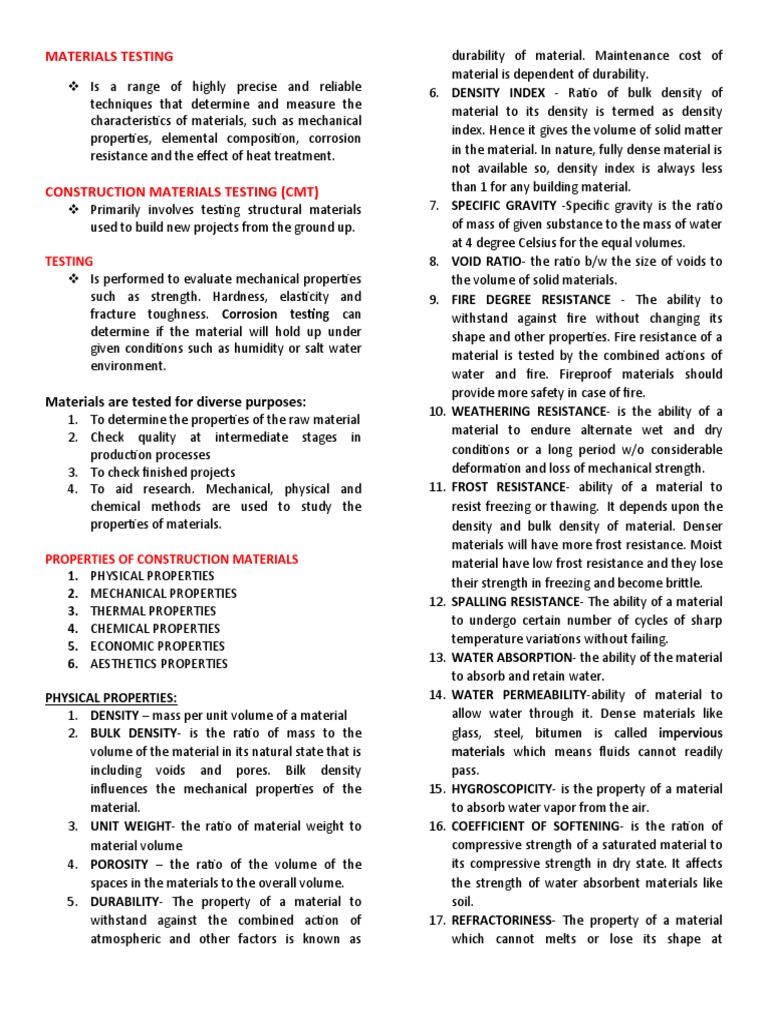 Properties of Construction Materials | PDF | Deformation (Engineering ...