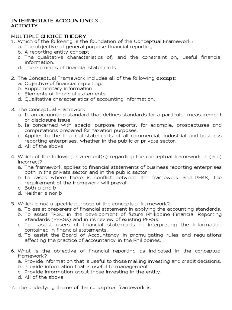 Conceptual Framework in Accounting Quiz | PDF | Financial Statement ...