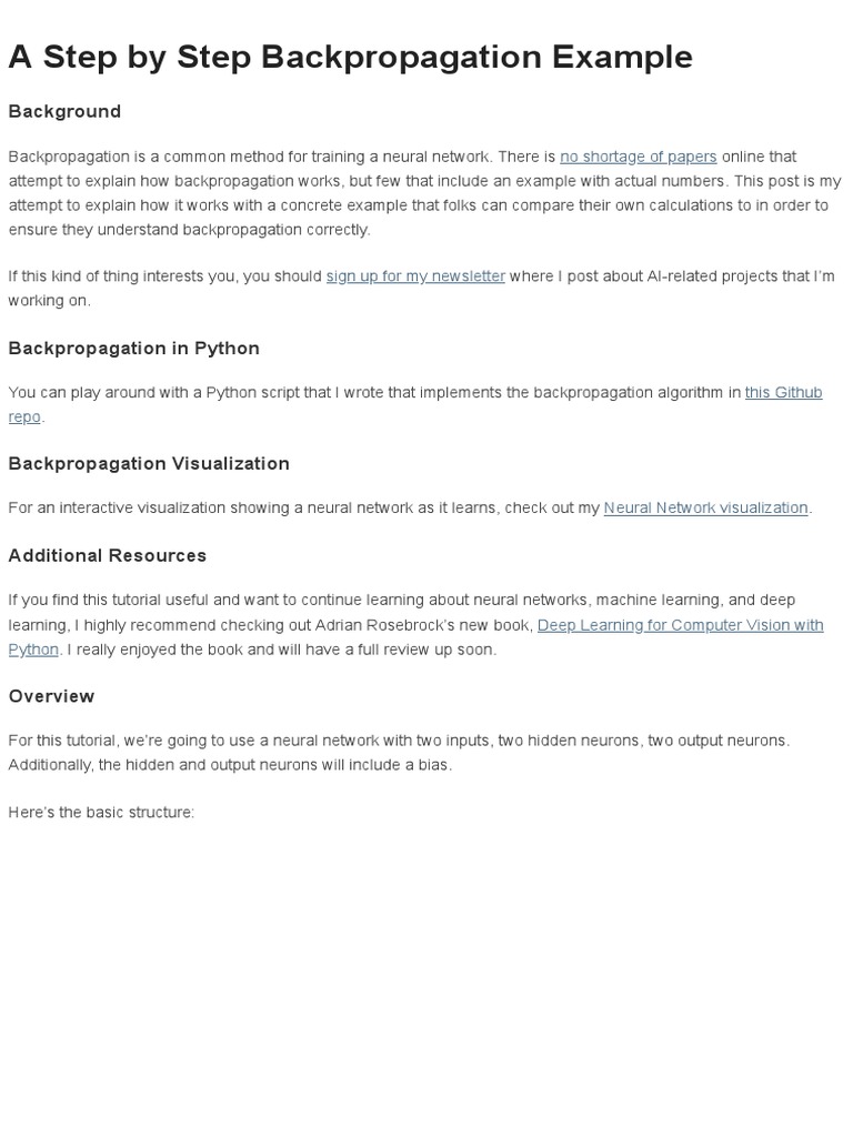 A Step by Step Backpropagation Example - Matt Mazur | PDF | Artificial ...