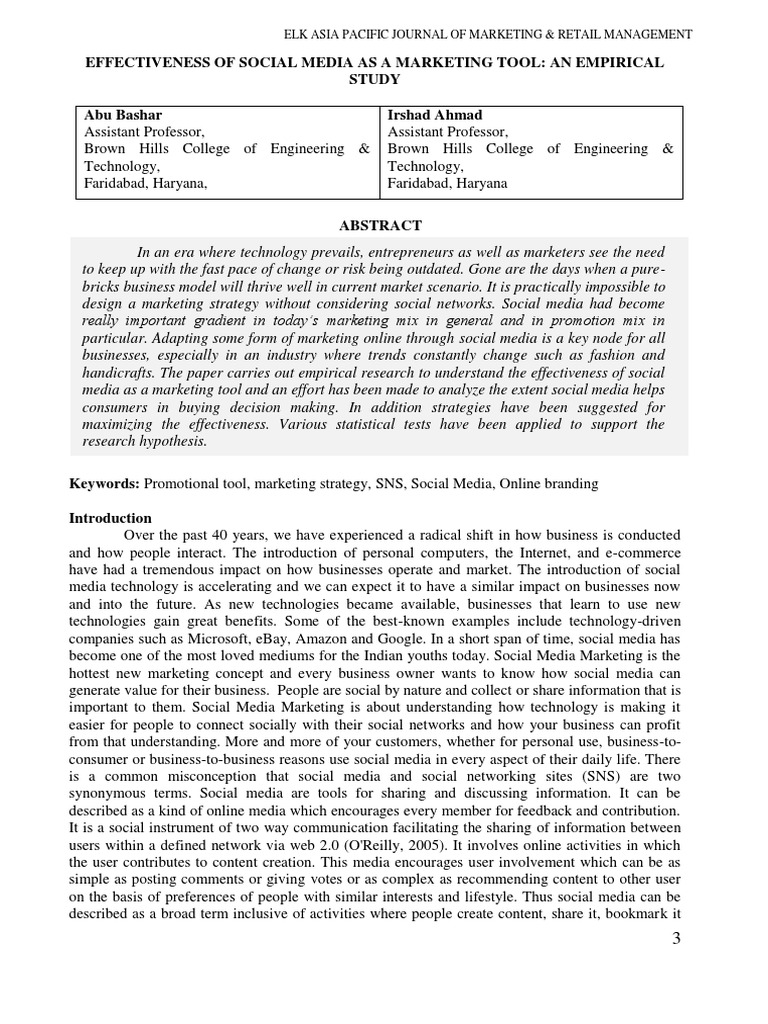 Social Media Marketing Effectiveness Study | PDF | Social Media ...