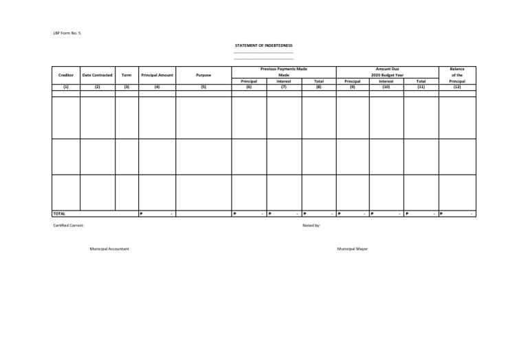 Statement of Indebtedness PDF